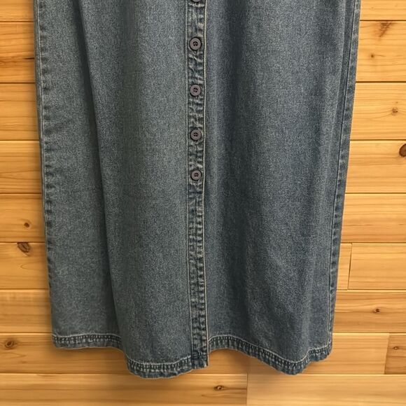 Vintage Casablanca Size Medium Denim Button Front Collared Sleeveless Maxi Dress - Picture 4 of 13